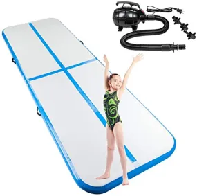 10'x3.3' Gymnastics Exercise Mat Inflatable Tumbling Mat, Tumble Track with Electric Pump for Home use, Gymnastics Training, Beach, Yoga, Water (Sky Blue)