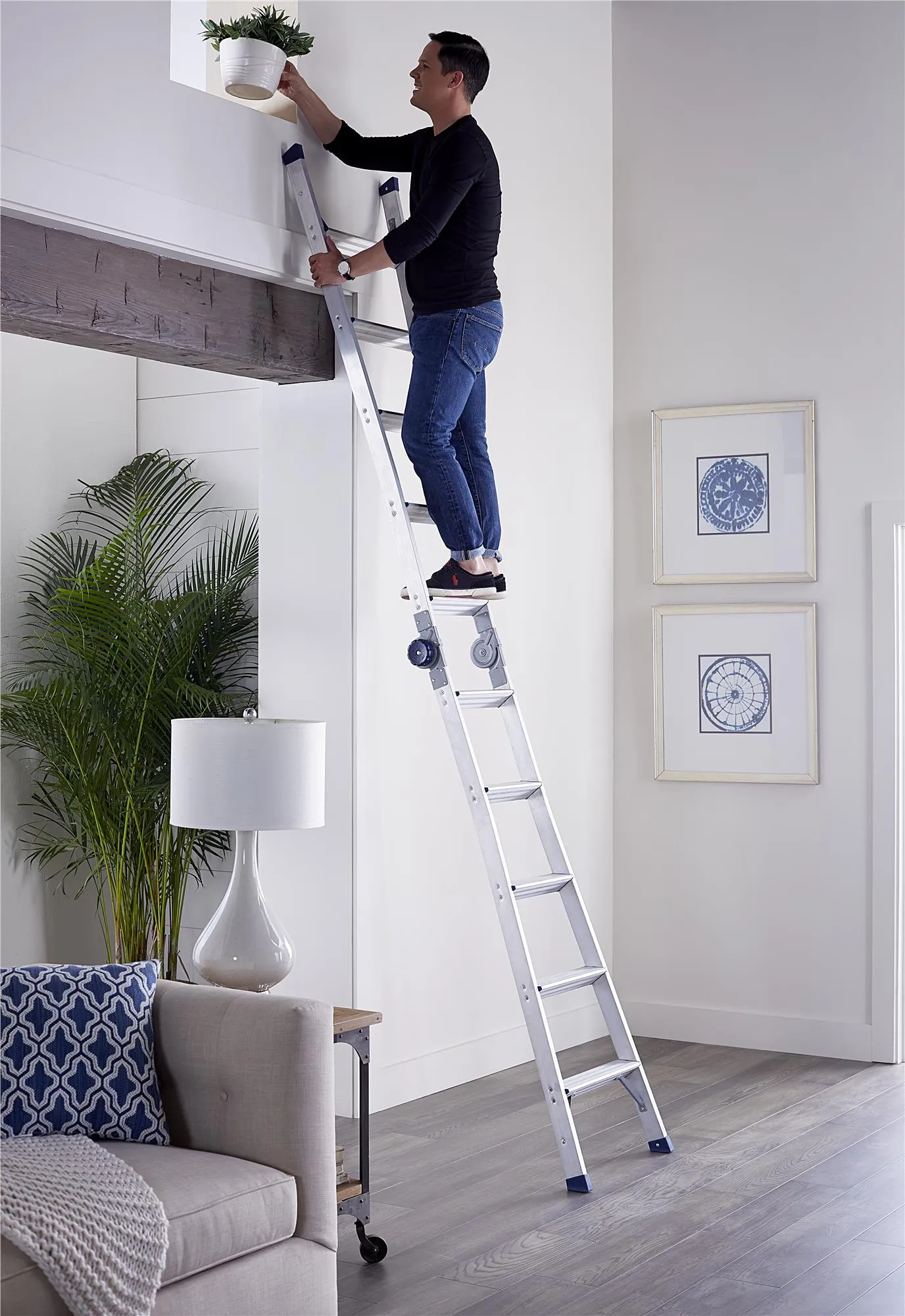 2-in-1 Step and Extension Ladder, 8 ft. 11 in. Reach