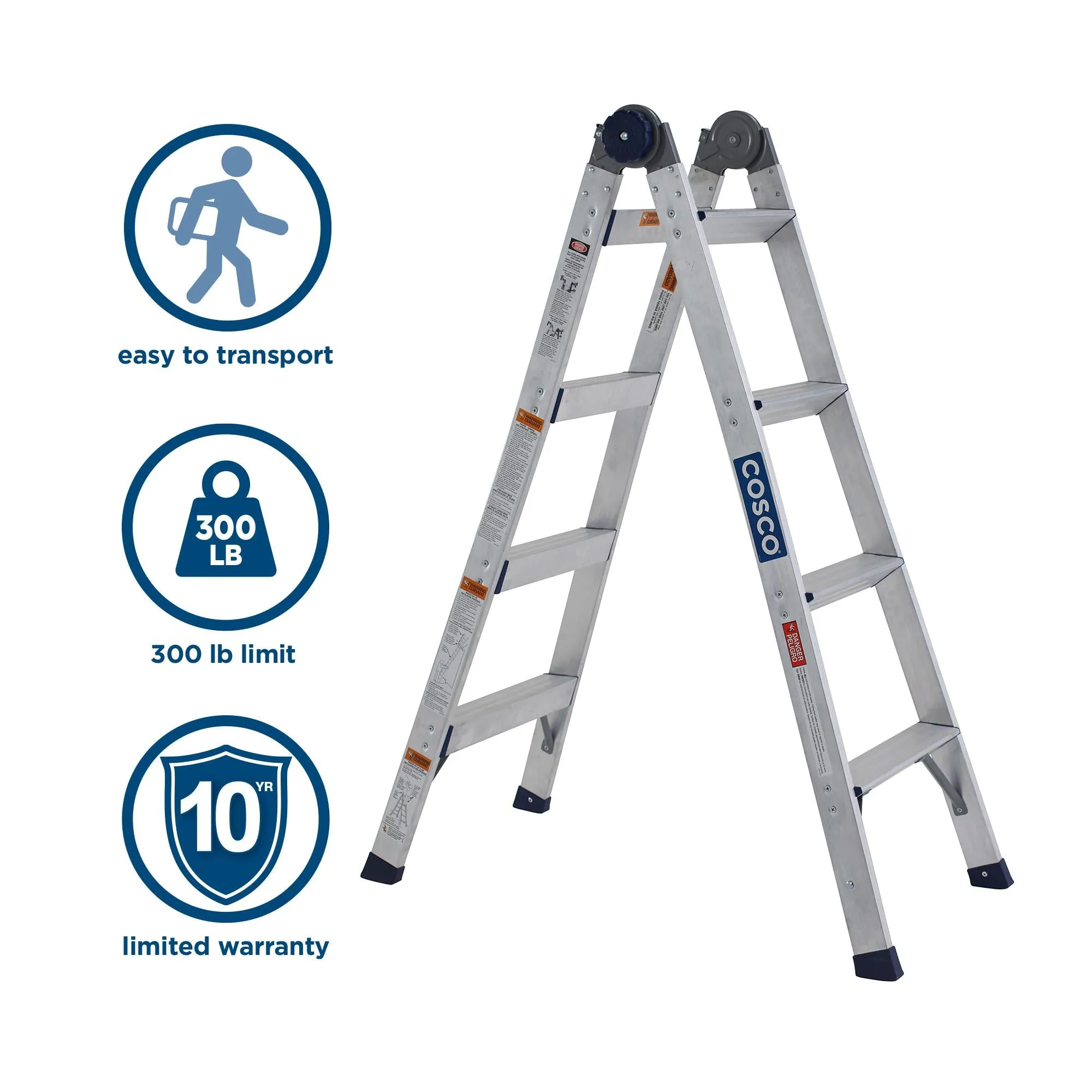 2-in-1 Step and Extension Ladder, 8 ft. 11 in. Reach