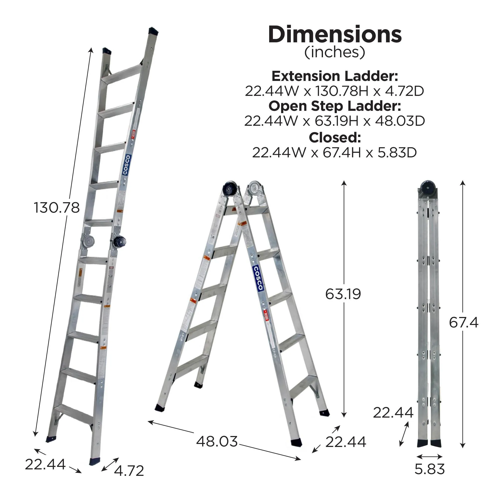 2-in-1 Step and Extension Ladder, 8 ft. 11 in. Reach