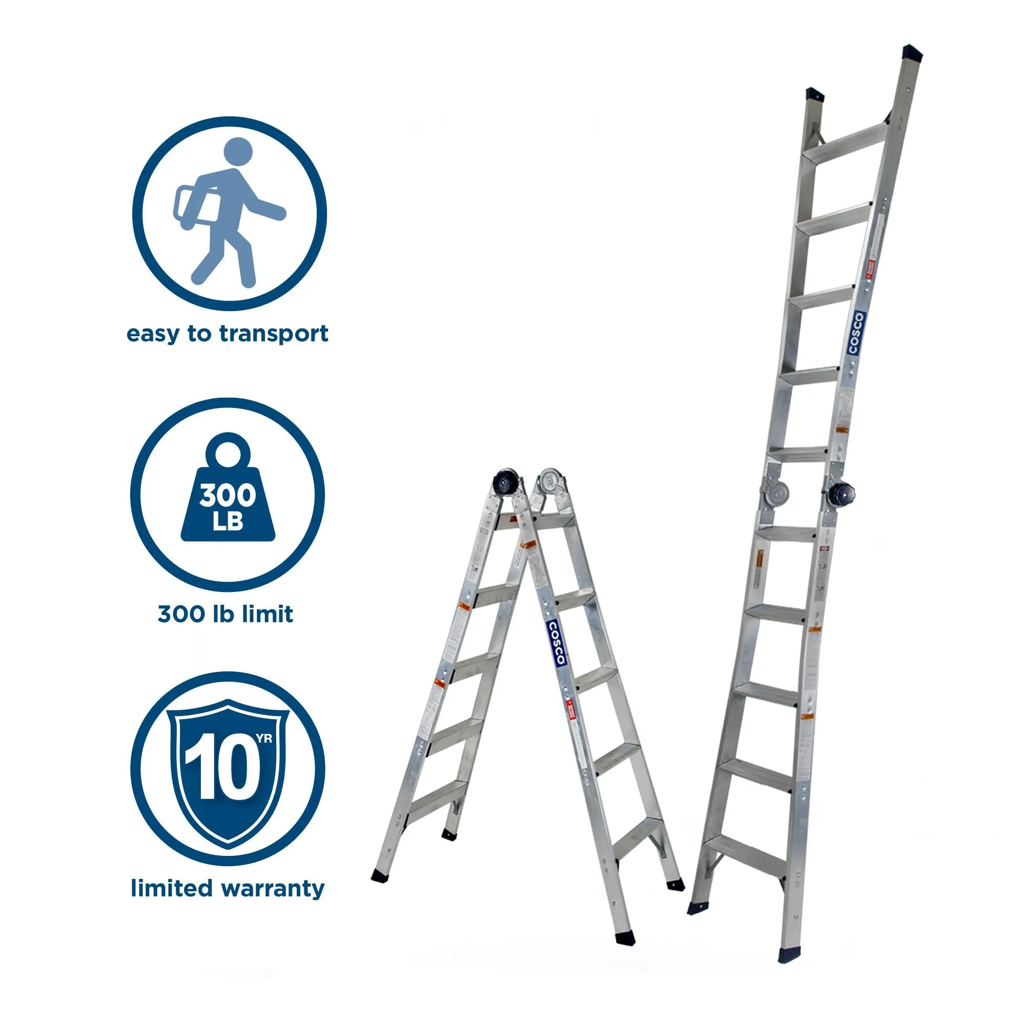 2-in-1 Step and Extension Ladder, 8 ft. 11 in. Reach