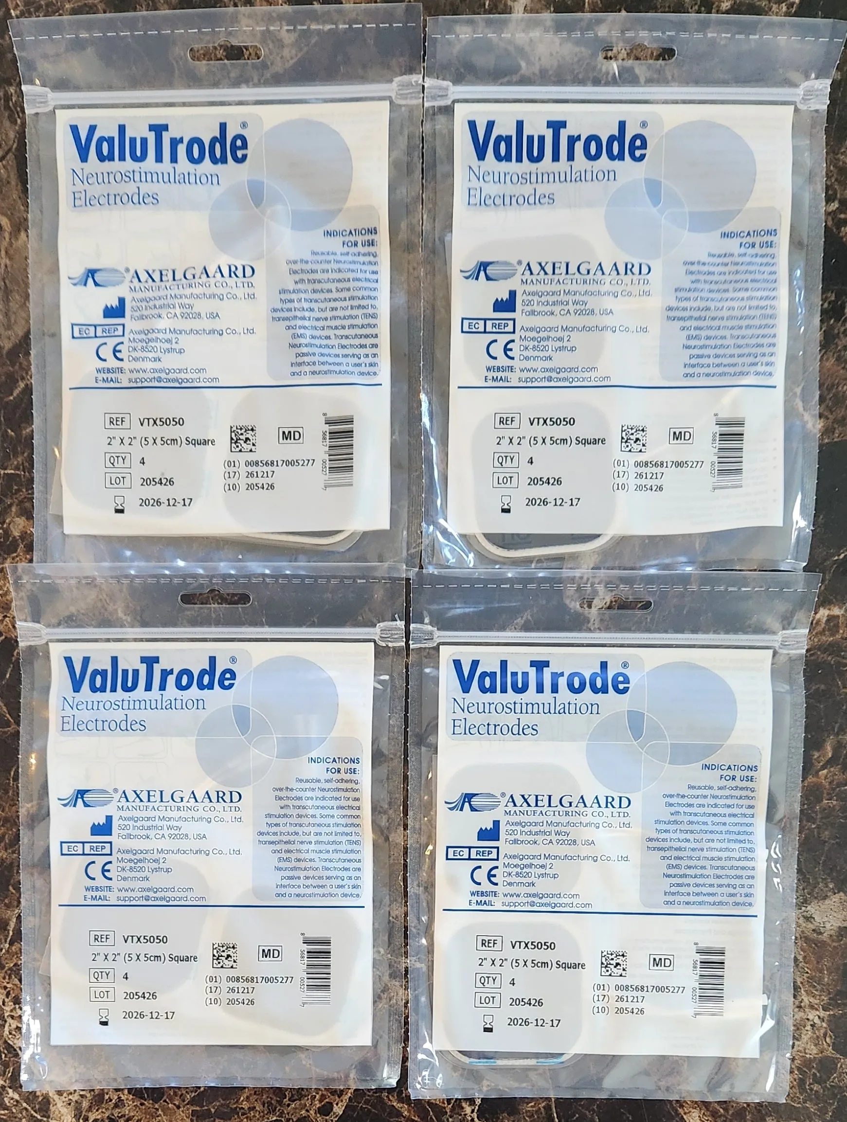 32 Axelgaard ValuTrode X Premium 2"x2" Electrodes For TENS 1000 3000 6000 7000