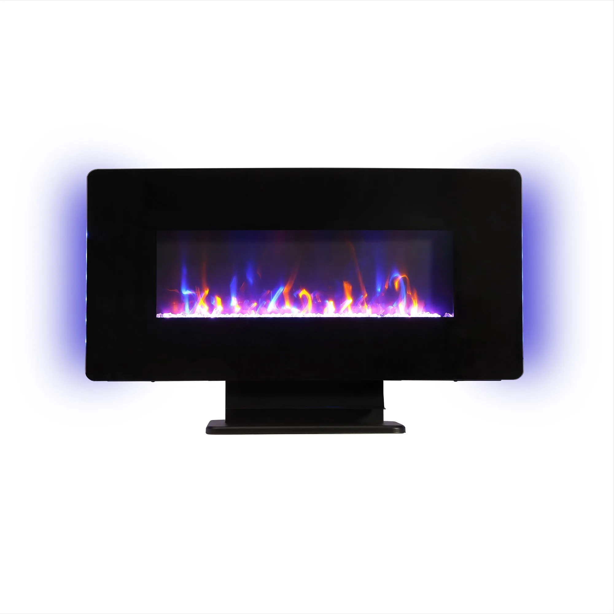 36 Inch Curved Front Electric Fireplace,Freestanding or Wall Mounted Electric Fireplace with Adjustable Flame Color & Remote Control