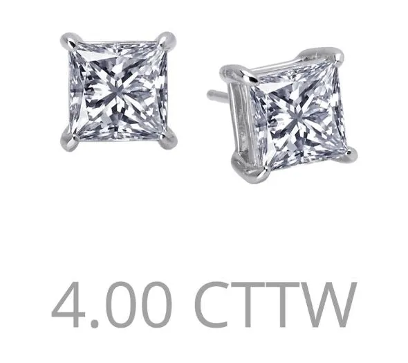 4 cttw Simulated Diamond Princess Cut Post Earrings