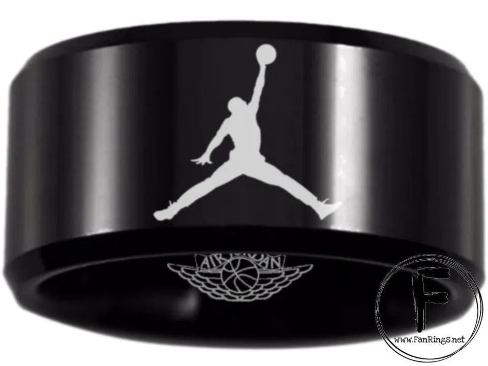 Air Jordan Ring Michael Jordan Ring Black 12mm Jumpman Ring #jordan #jumpman