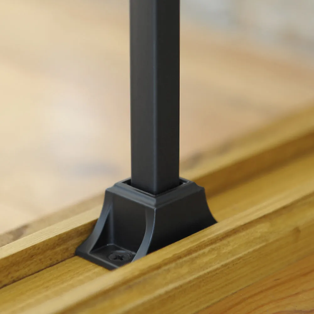 Aluminium Baluster Bracket On Level 25 x 49mm For 12.5mm Square Black