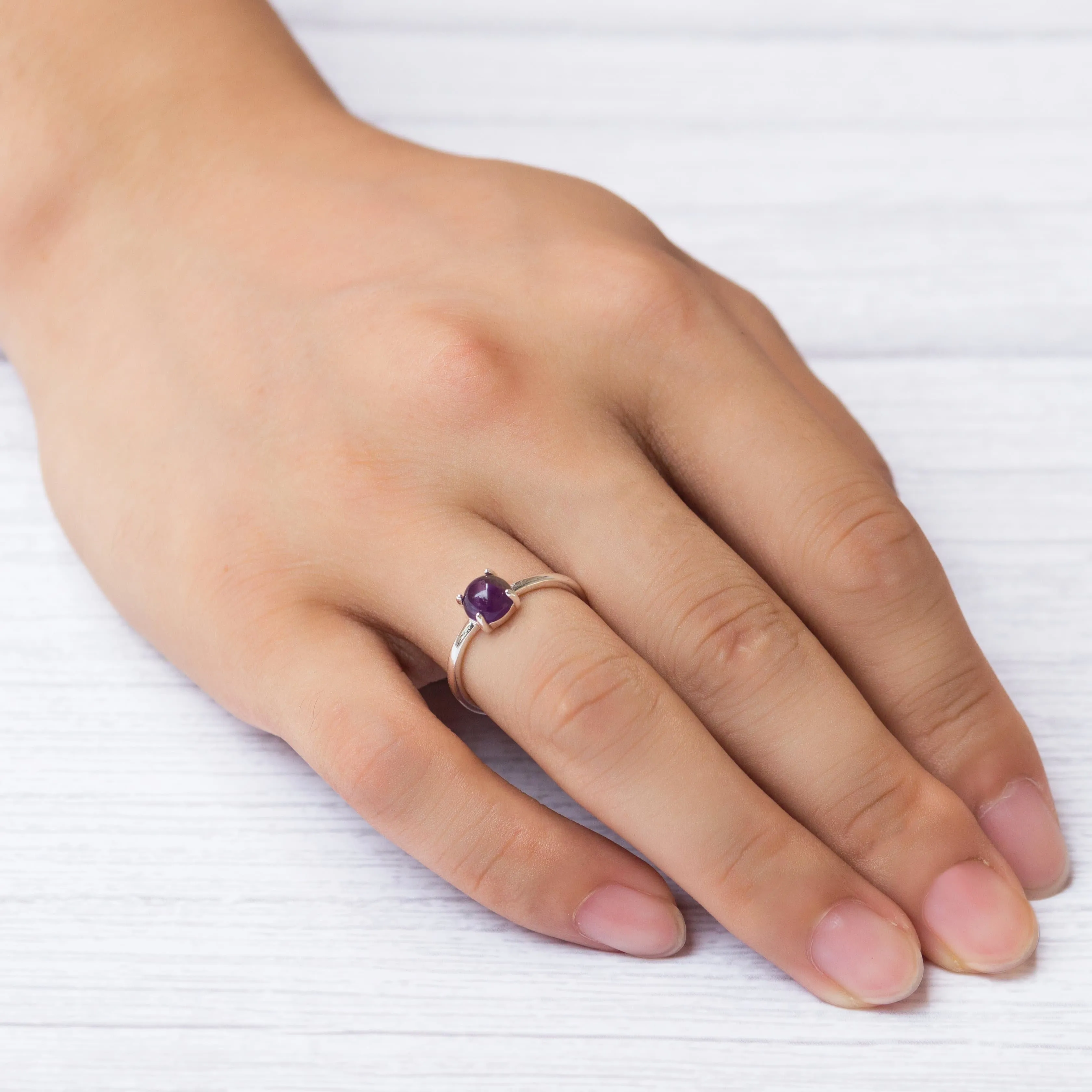 Amethyst Adjustable Ring with Quote Card