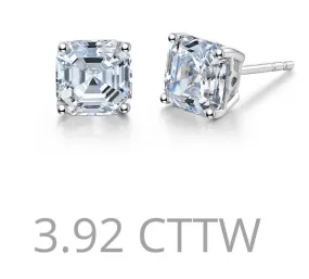 Asscher Cut Simulated Diamond Post Earrings E0226CLP