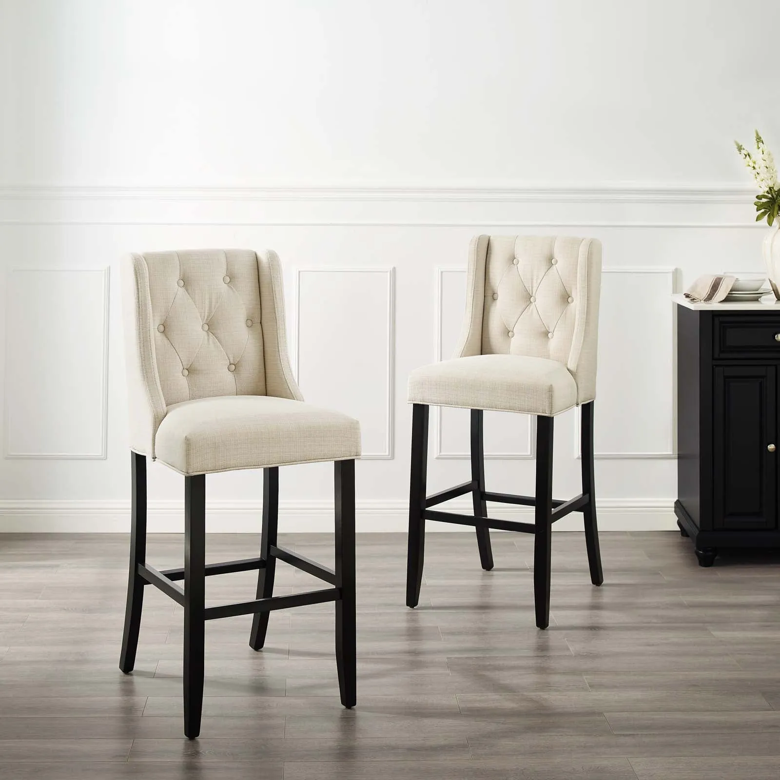 Baronet Bar Stool Upholstered Fabric Set of 2 by Modway