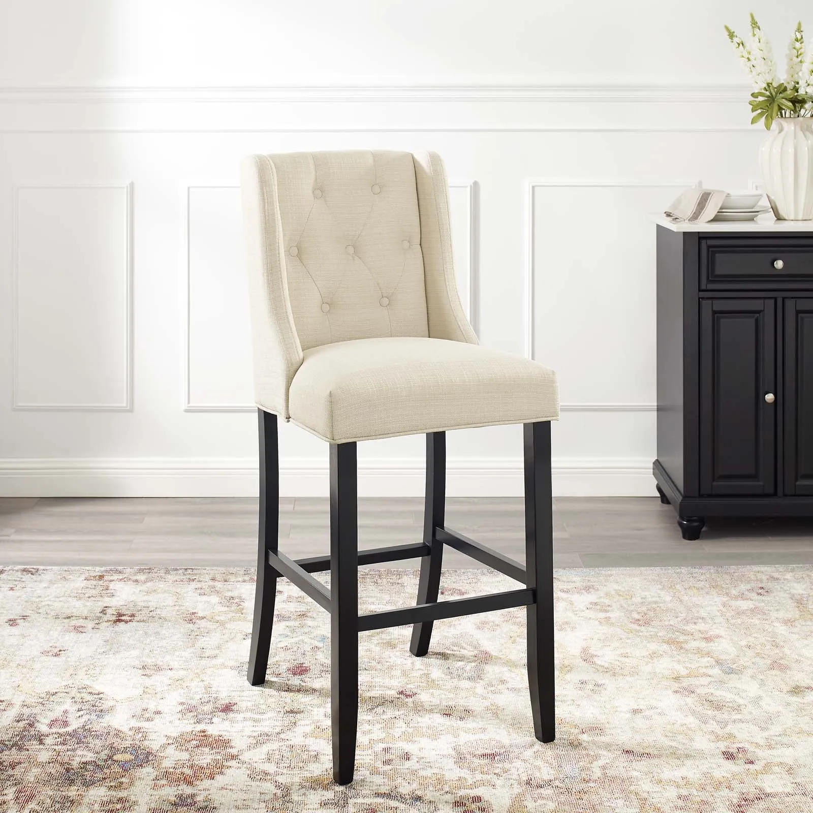 Baronet Tufted Button Upholstered Fabric Bar Stool by Modway