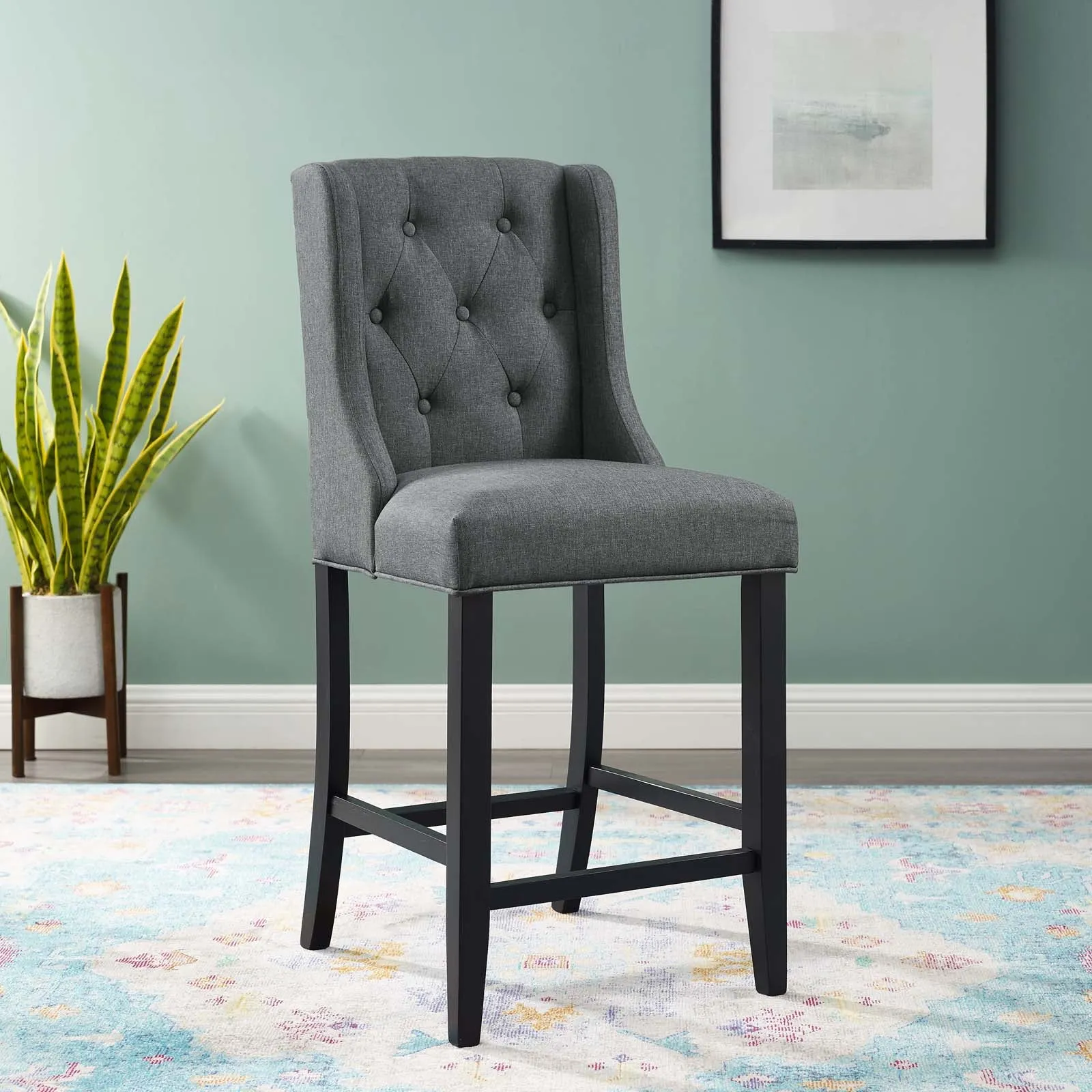 Baronet Tufted Button Upholstered Fabric Counter Stool by Modway