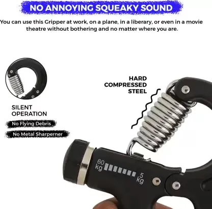 BIONFIT Adjustable Counter Hand Grip Strengthener,Hand & Forearm Exerciser(5-60 Kg) Hand Grip/Fitness Grip