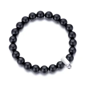 Black Onyx Gemstone Charm Stretch Bracelet