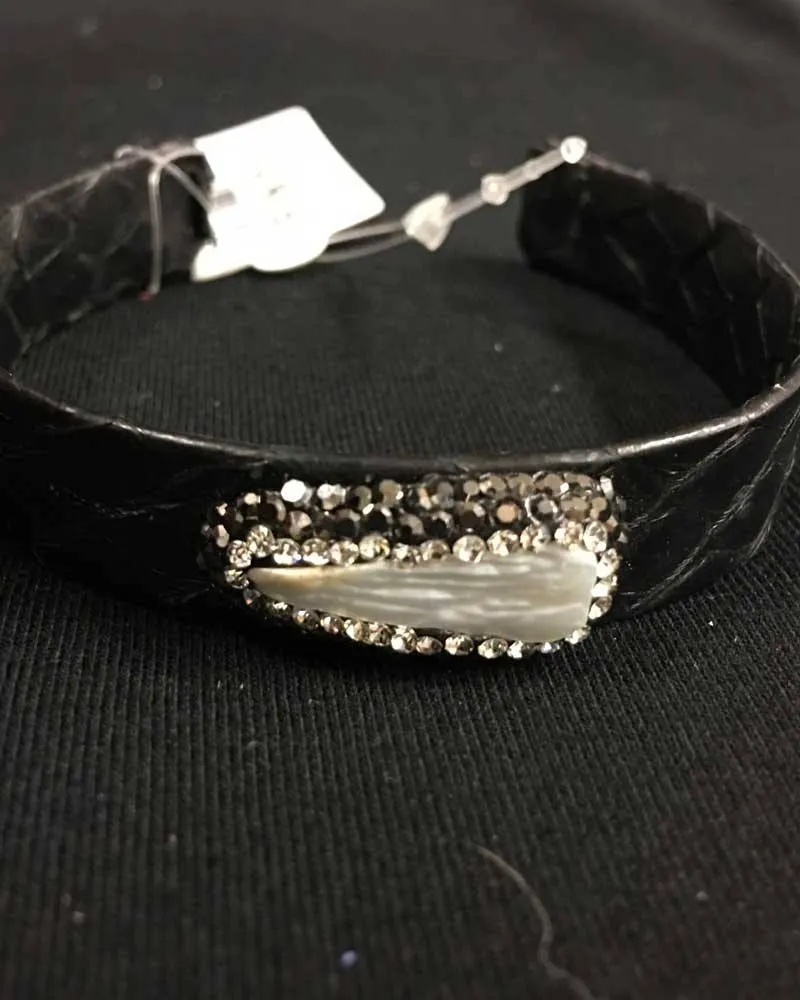 Black Snakeskin Single Stone Bracelet