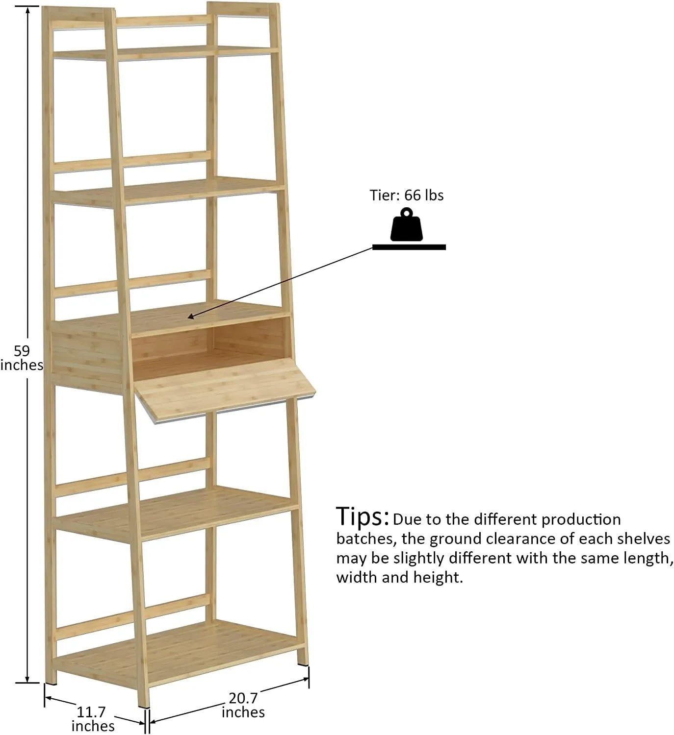 Bookshelf, Ladder Shelf with Drawers, 5 Tier Tall Bookcase, Modern Open Book Case for Bedroom, Living Room, Office, Natural