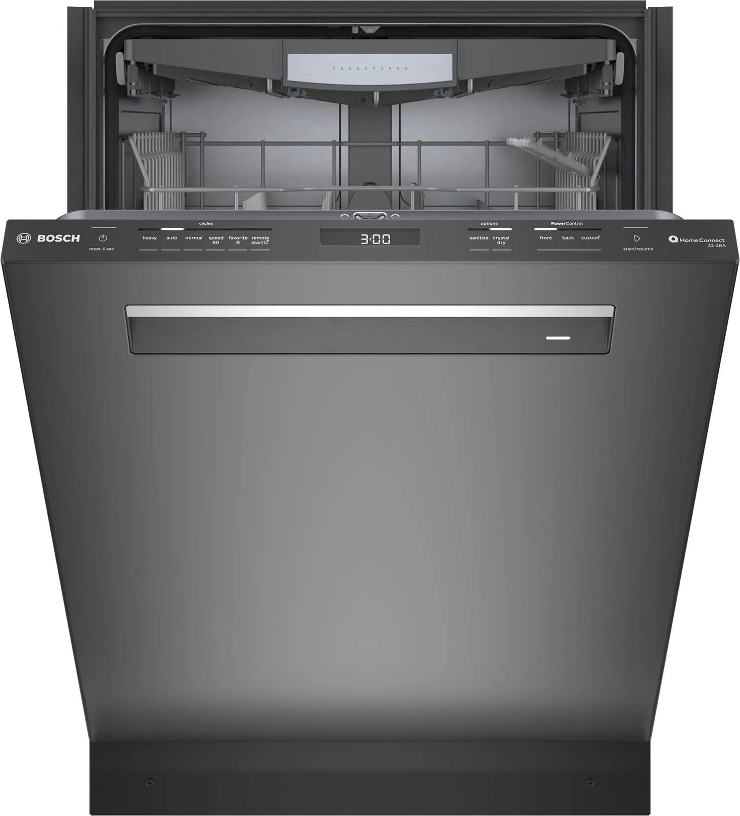 Bosch Black Stainless Steel 24" Smart Dishwasher with Home Connect, Third Rack - SHP78CM4N