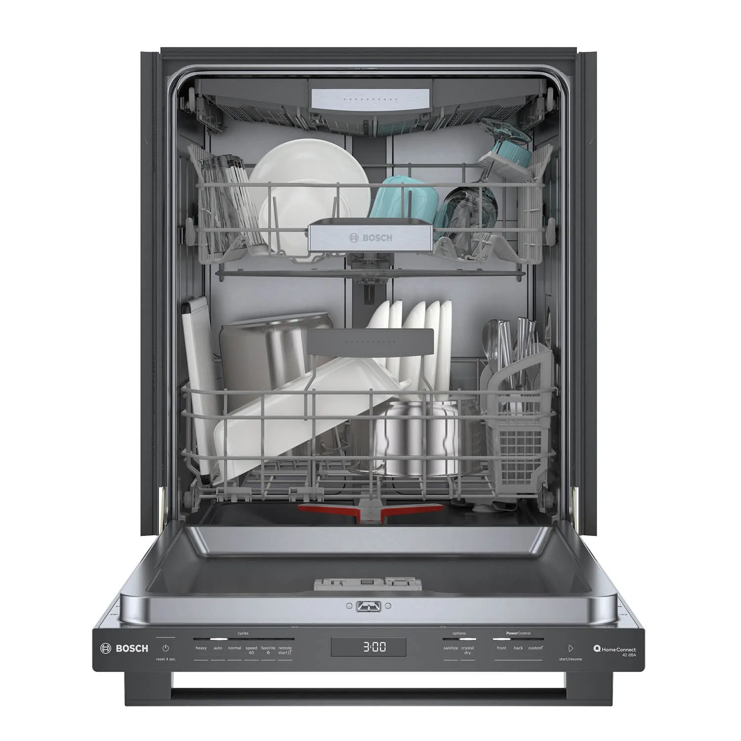 Bosch Black Stainless Steel 24" Smart Dishwasher with Home Connect, Third Rack - SHX78CM4N