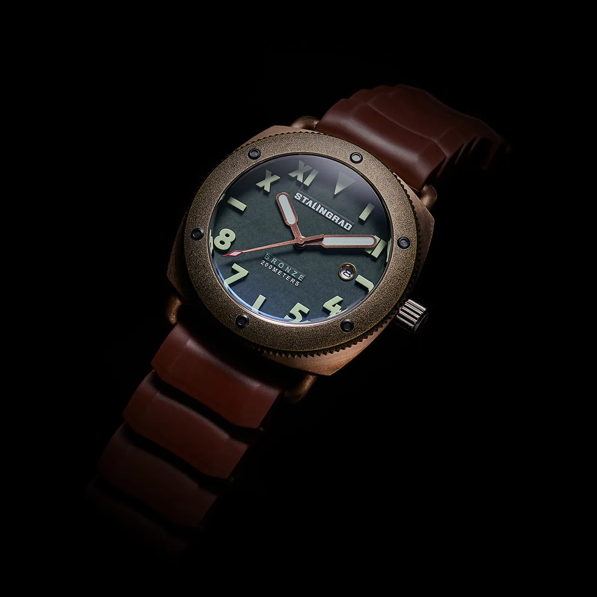 Bronze Defender 200m - Green Dial. Brown Silicon Strap. SG-0609-03A