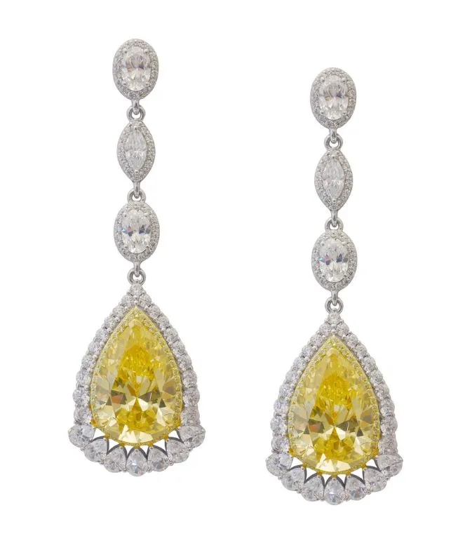 Canary Simulated Diamond Drop Earrings 8E025CAP