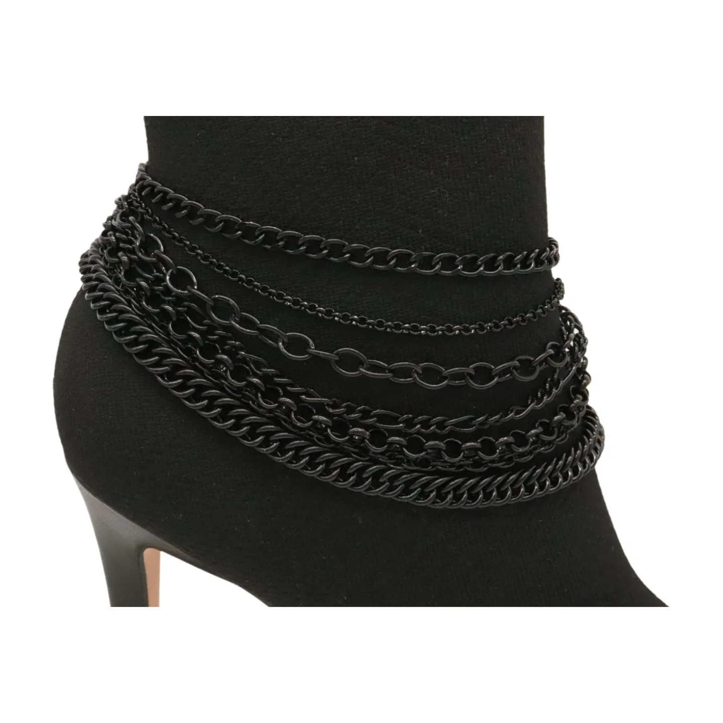 Classic Style Multi-Strand Black Metal Boot Chain