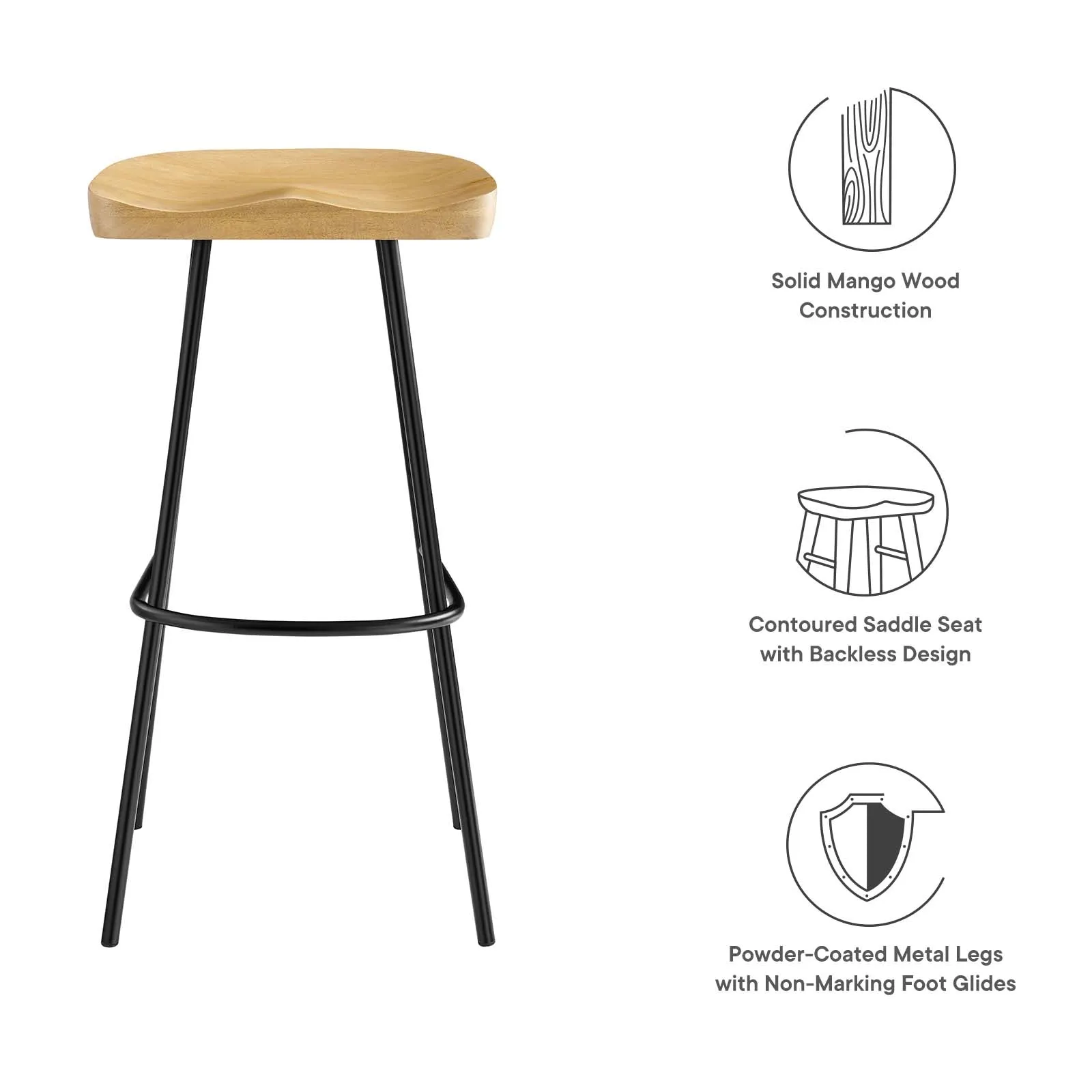 Concord Backless Wood Bar Stools - Set of 2 by Modway