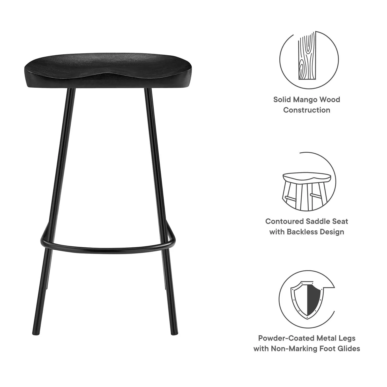 Concord Backless Wood Counter Stools - Set of 2 by Modway