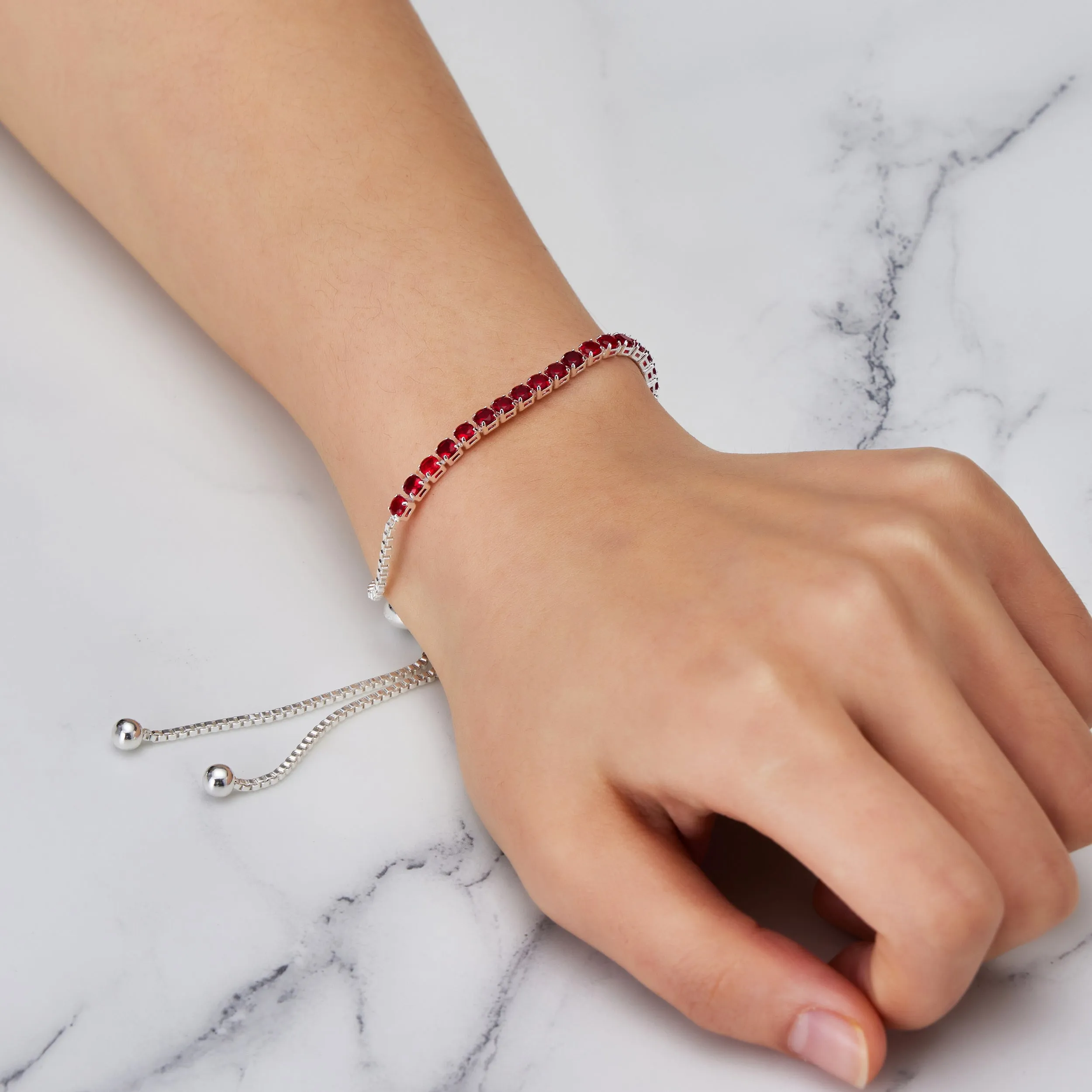 Dark Red Tennis Friendship Bracelet Created with Zircondia® Crystals