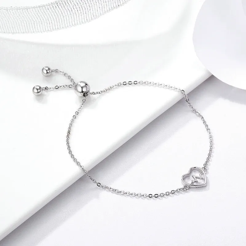 EKG Heartbeat ER Nurse Bolo Bracelet Sterling Silver