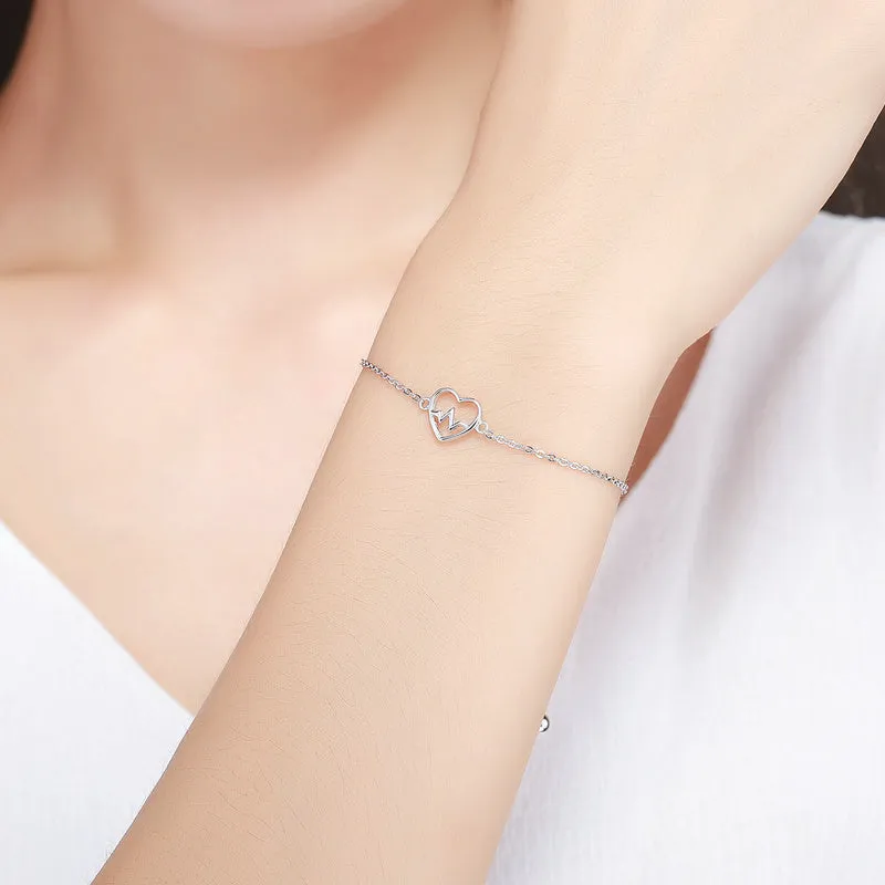 EKG Heartbeat ER Nurse Bolo Bracelet Sterling Silver