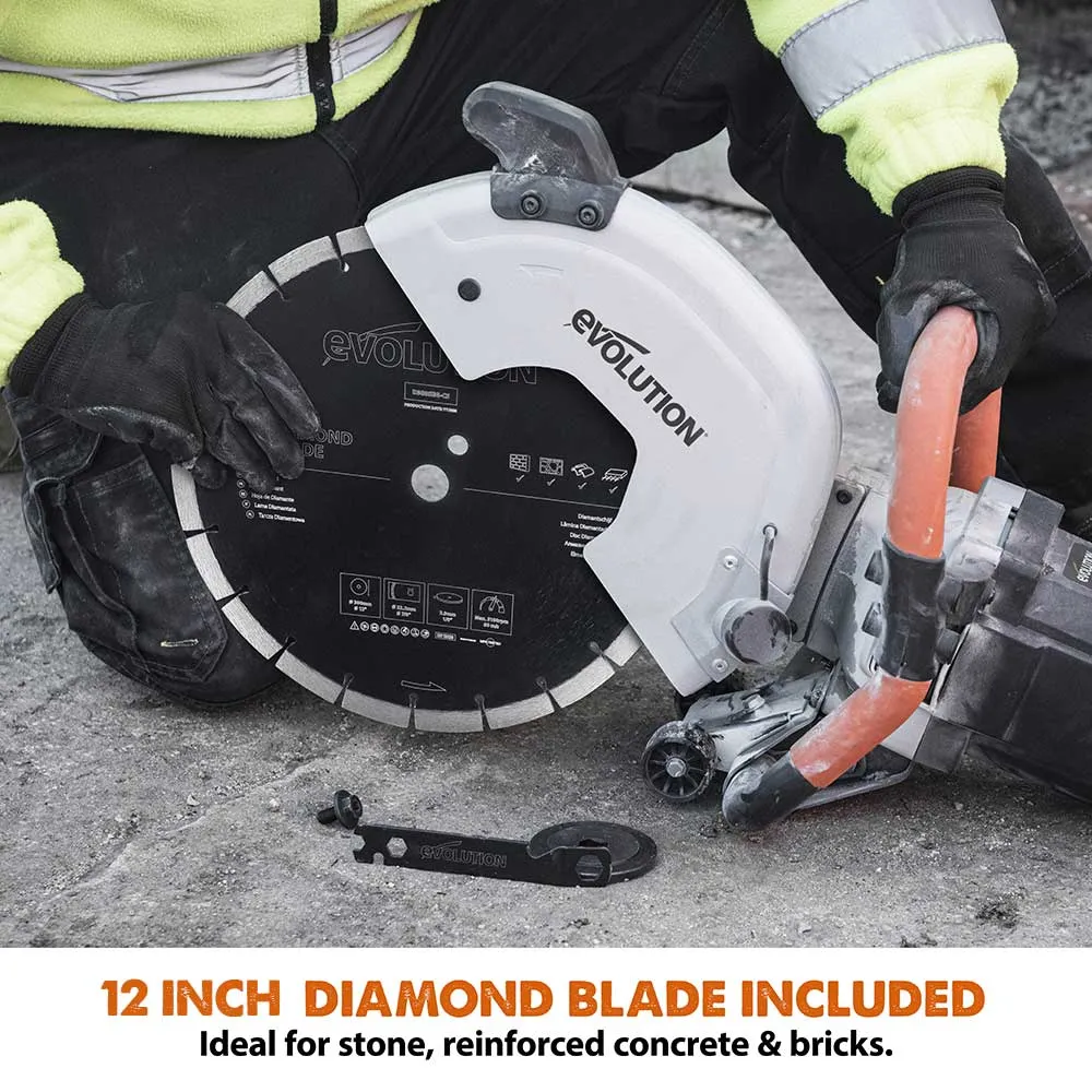 Evolution R300DCT | 12 in. | Electric Concrete Cut-Off Saw | Disc Cutter | Diamond Blade Included