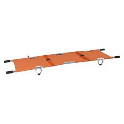 Flat Folding Stretcher, Aluminum, Orange