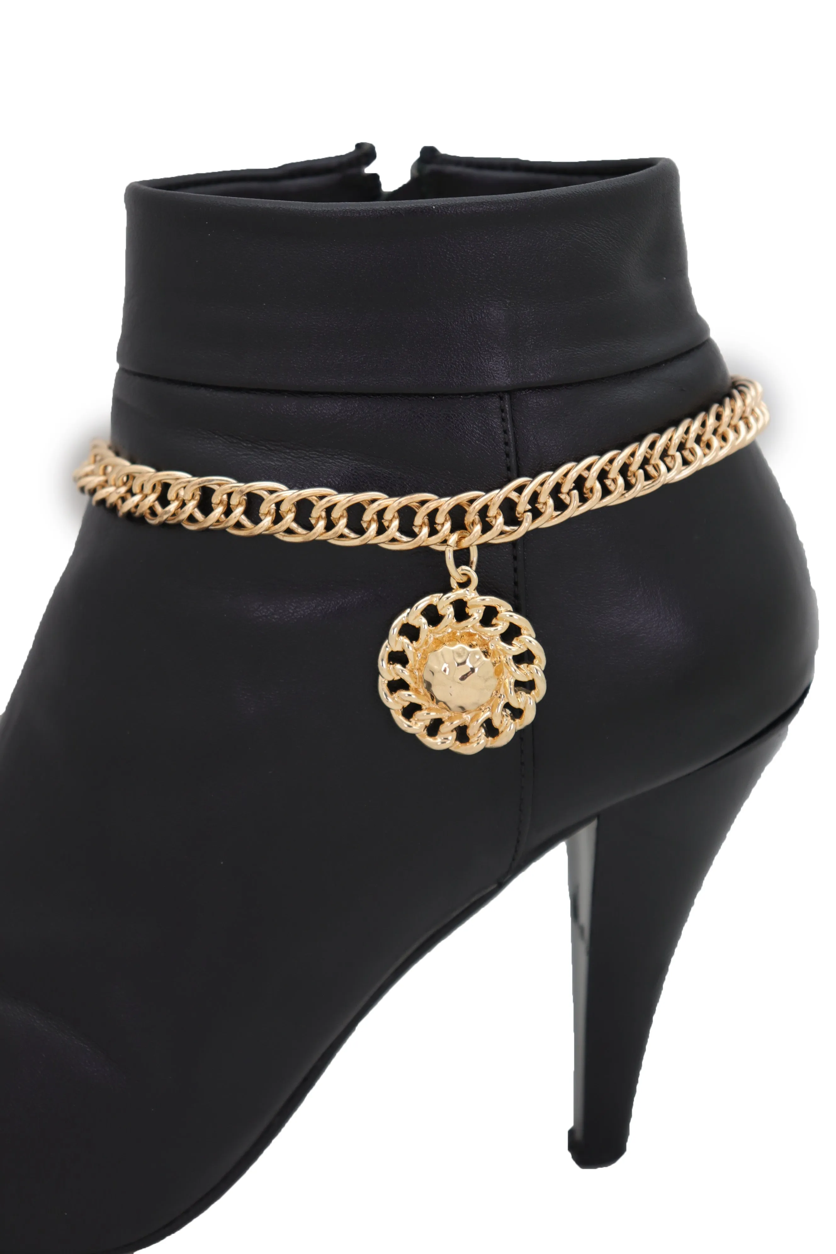 Gold Metal Boot Chain Bracelet Western Shoe Sun Round Circle Charm Jewelry