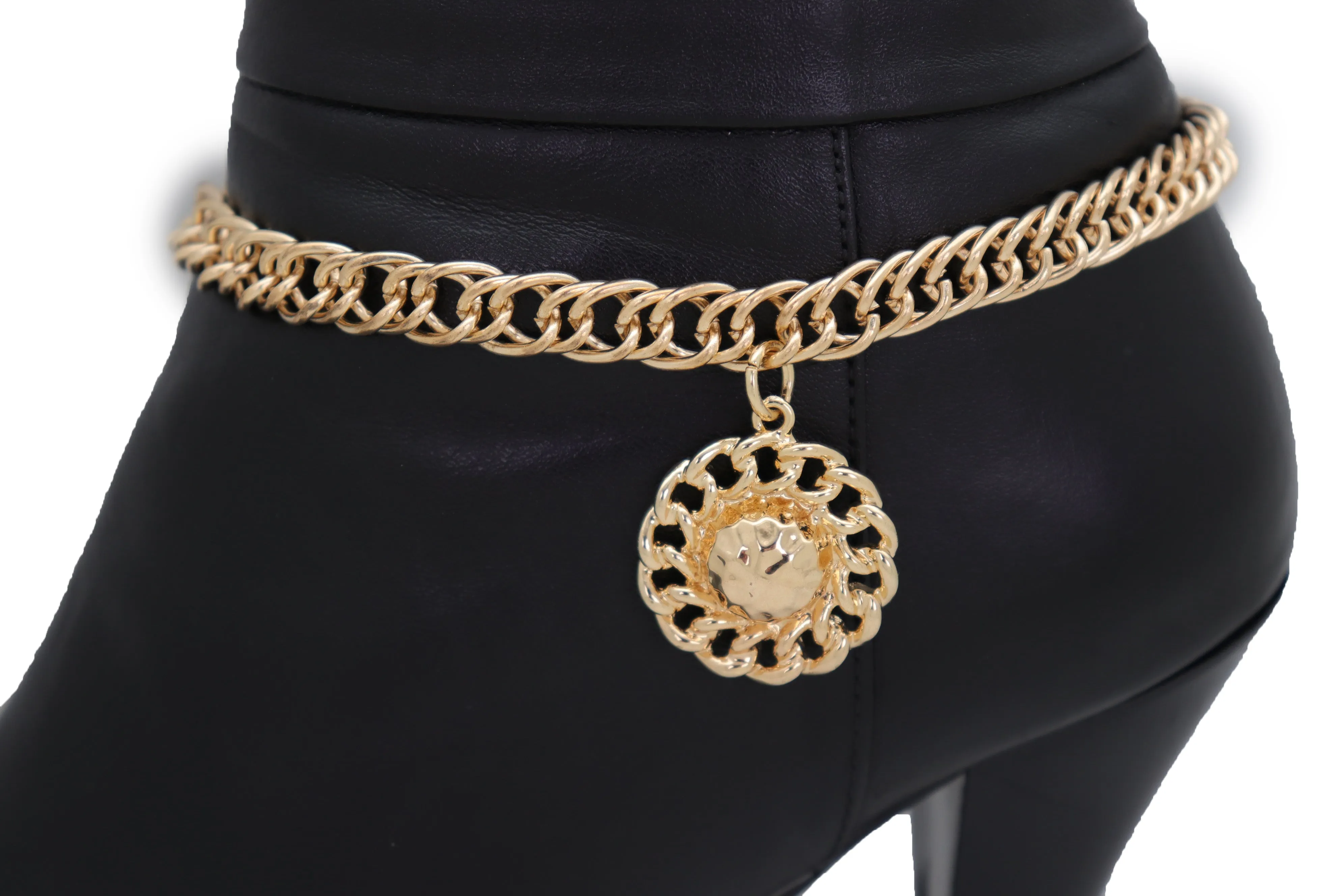 Gold Metal Boot Chain Bracelet Western Shoe Sun Round Circle Charm Jewelry