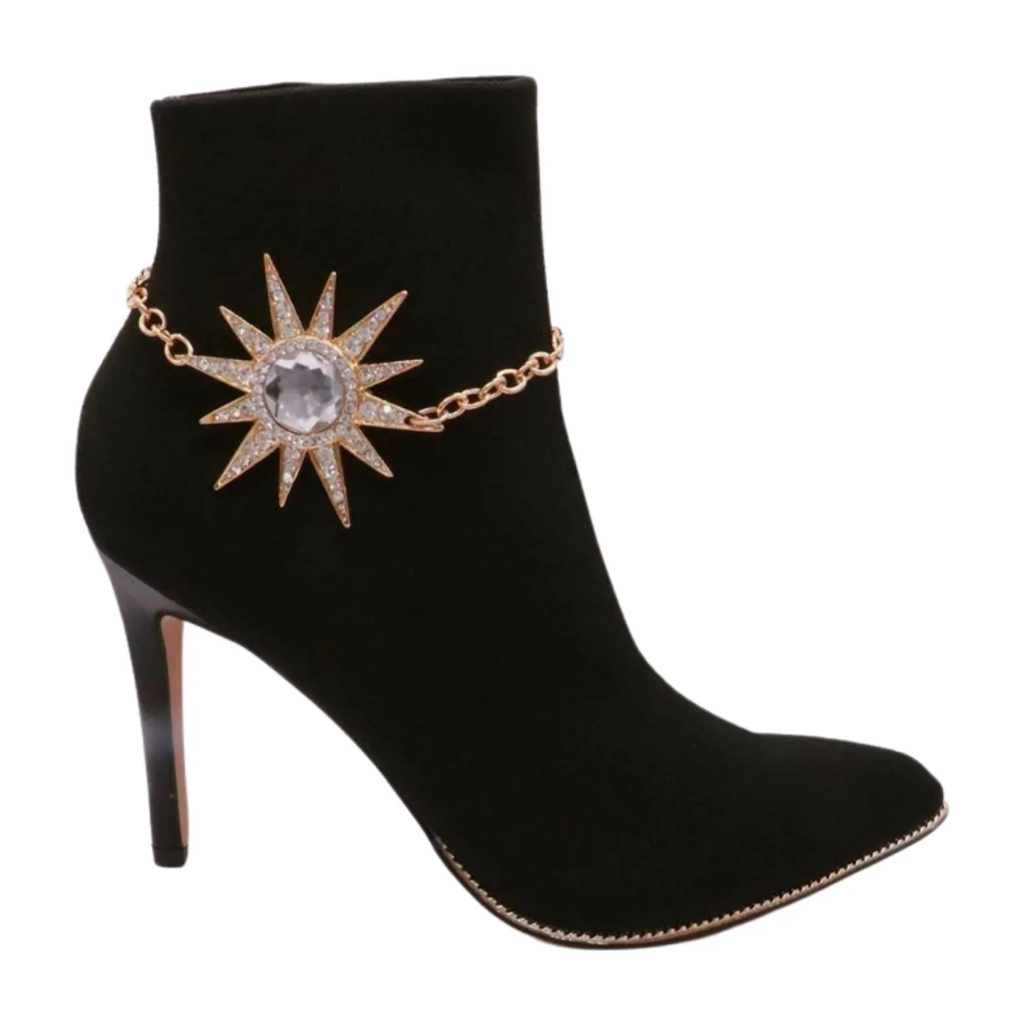 Gold Metal Chain Boot Bracelet Shoe Flower Sun Star Charm