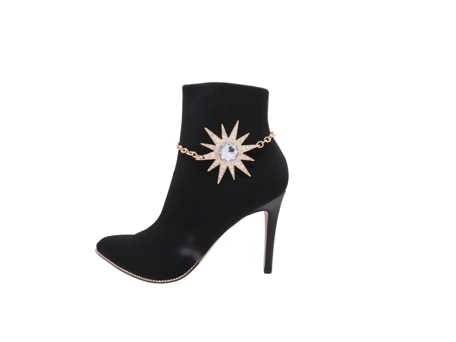 Gold Metal Chain Boot Bracelet Shoe Flower Sun Star Charm