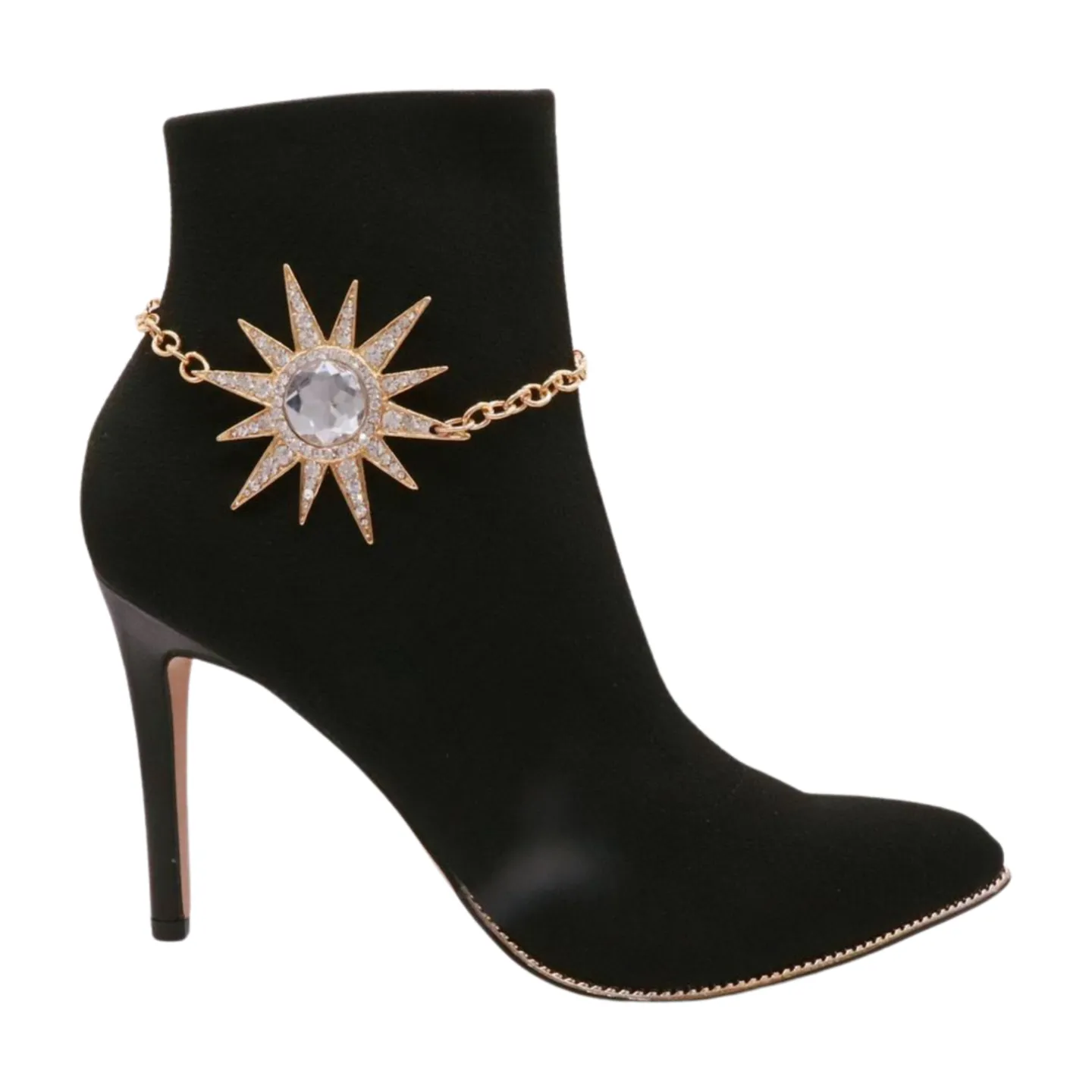 Gold Metal Chain Boot Bracelet Shoe Flower Sun Star Charm