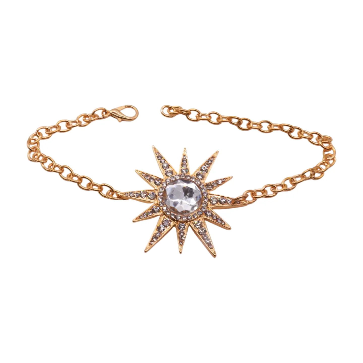 Gold Metal Chain Boot Bracelet Shoe Flower Sun Star Charm