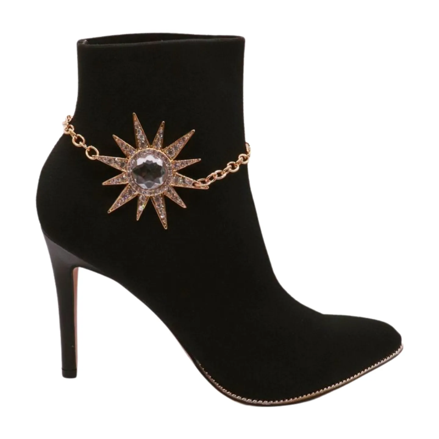 Gold Metal Chain Boot Bracelet Shoe Flower Sun Star Charm