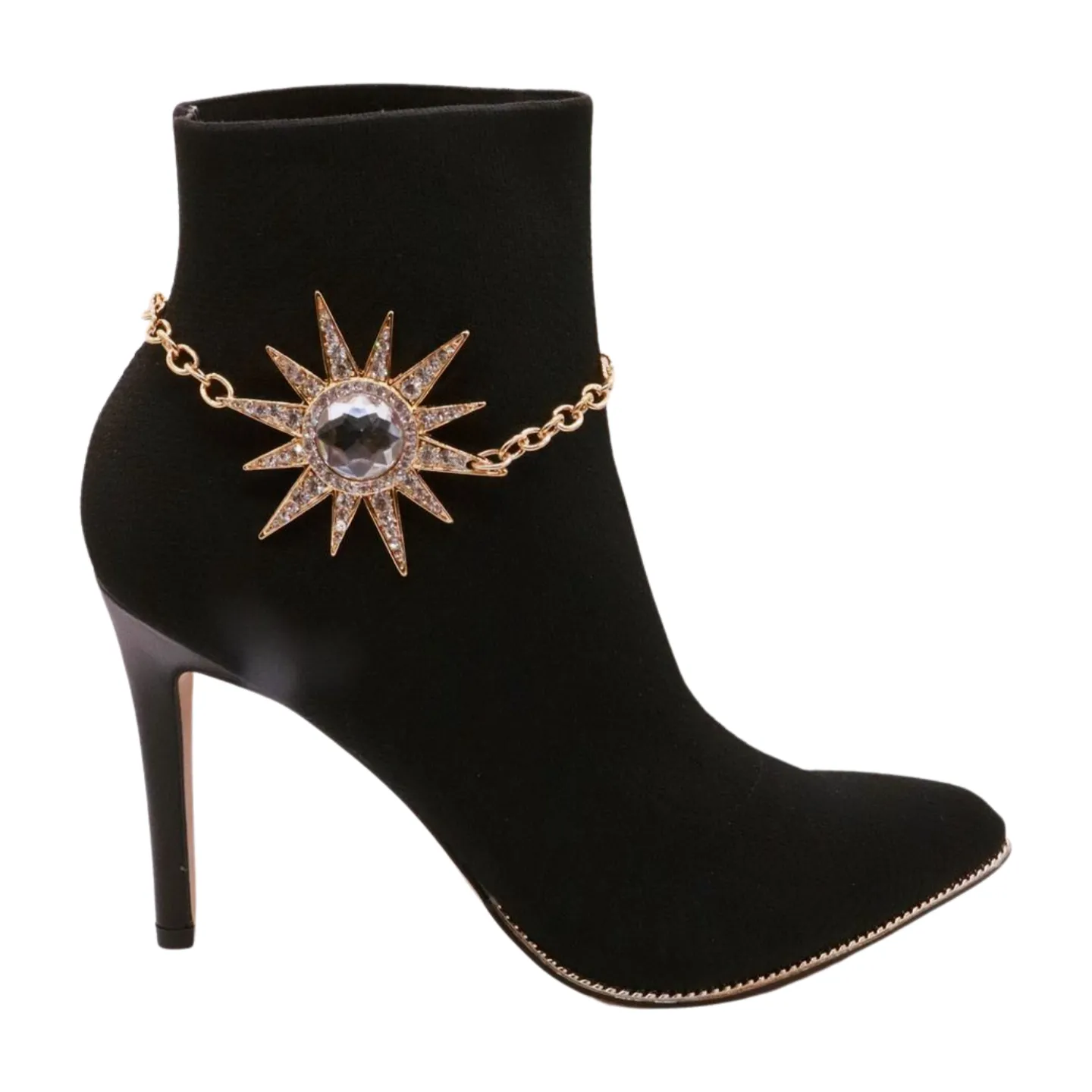 Gold Metal Chain Boot Bracelet Shoe Flower Sun Star Charm