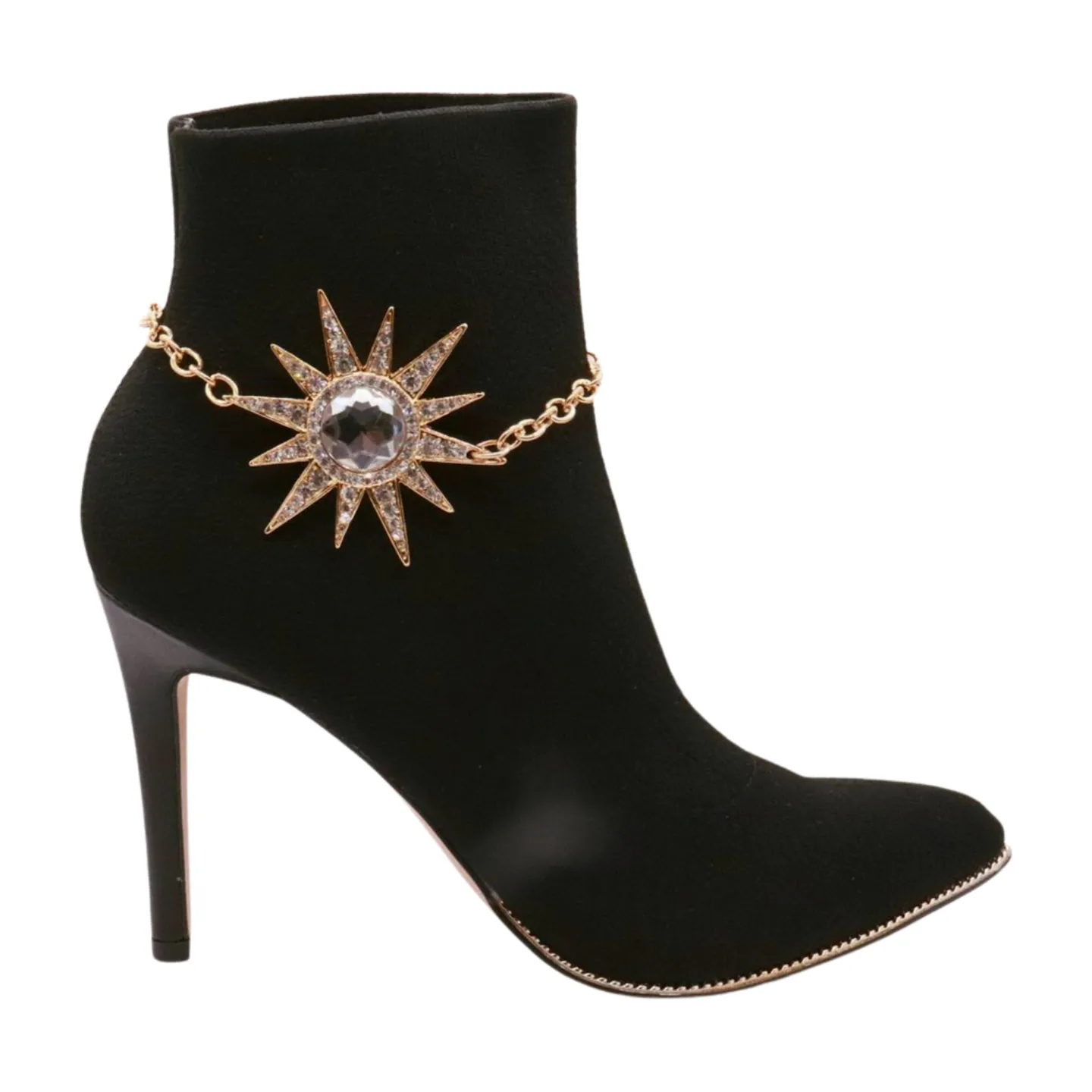 Gold Metal Chain Boot Bracelet Shoe Flower Sun Star Charm