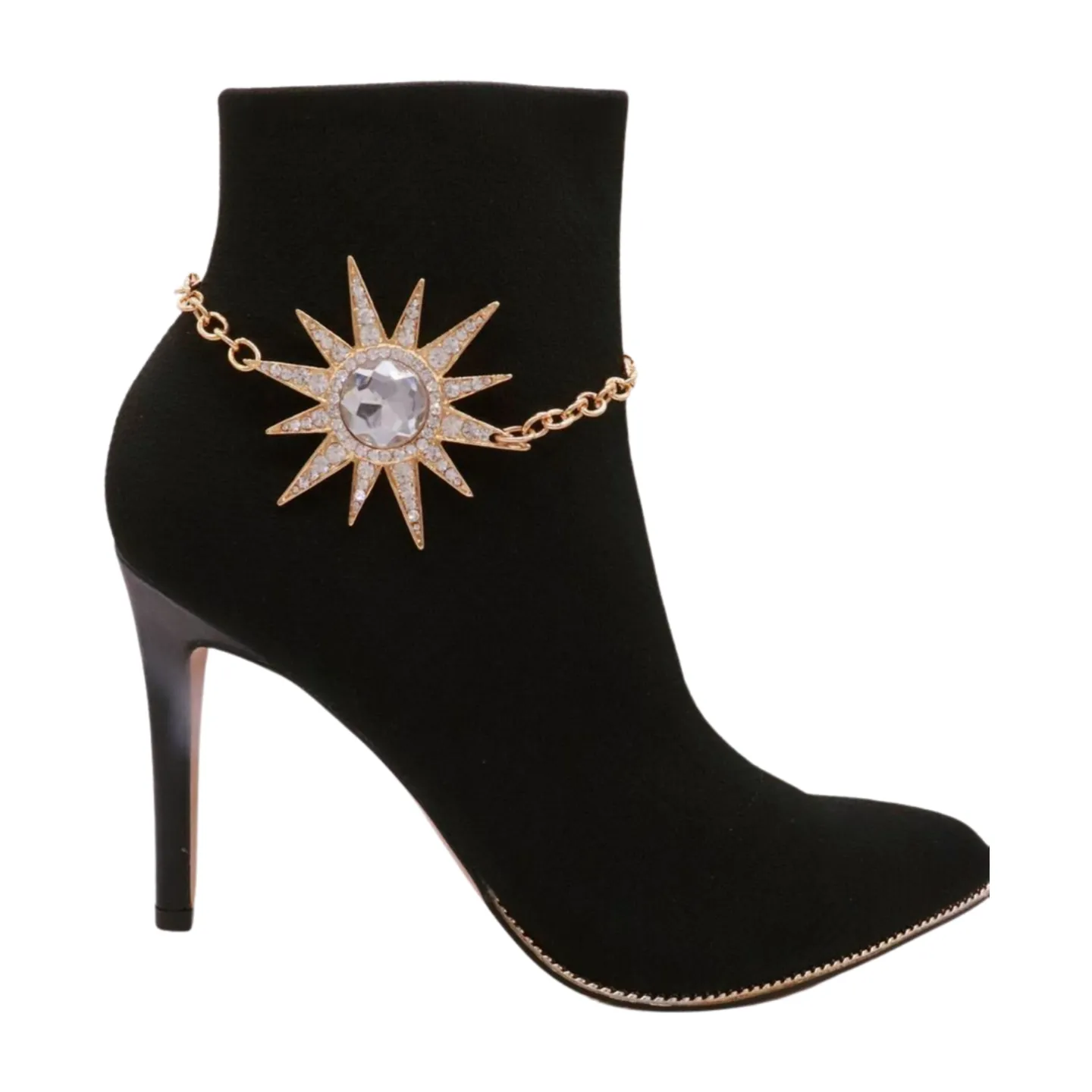 Gold Metal Chain Boot Bracelet Shoe Flower Sun Star Charm