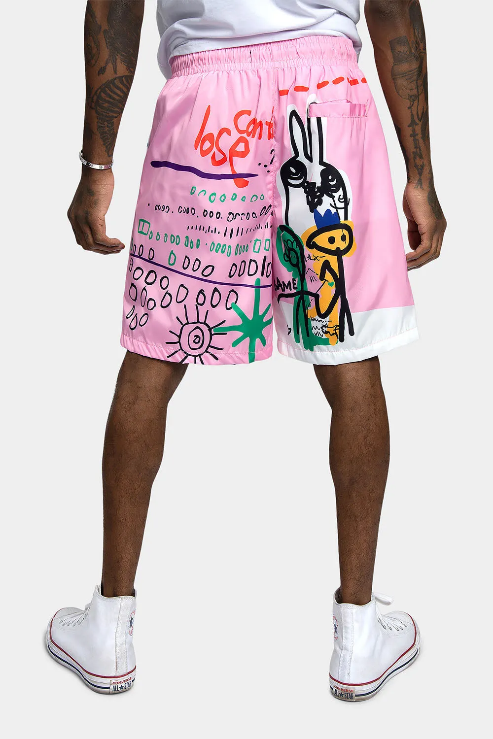 Graffiti Doodle Print Active Shorts