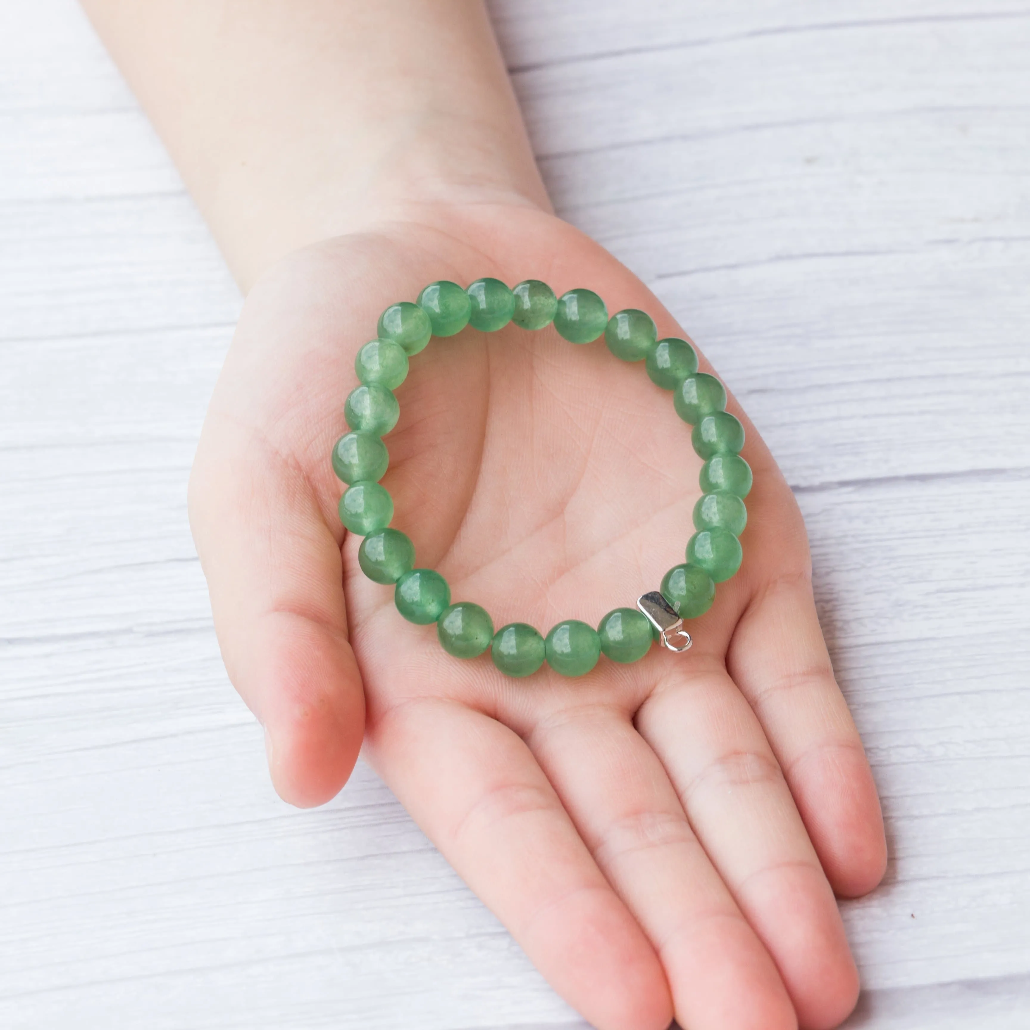 Green Aventurine Gemstone Charm Stretch Bracelet