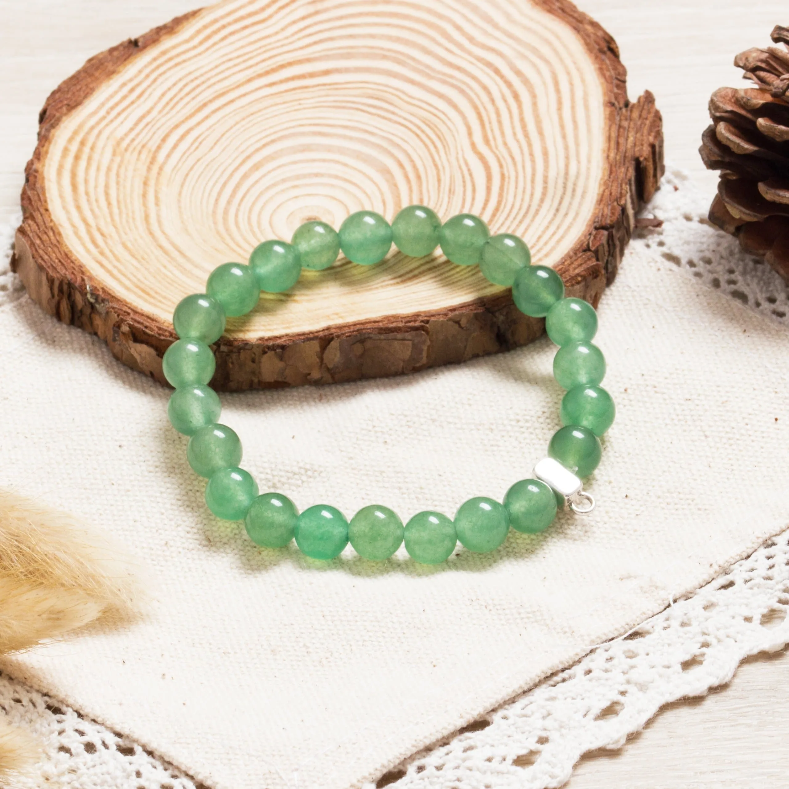 Green Aventurine Gemstone Charm Stretch Bracelet