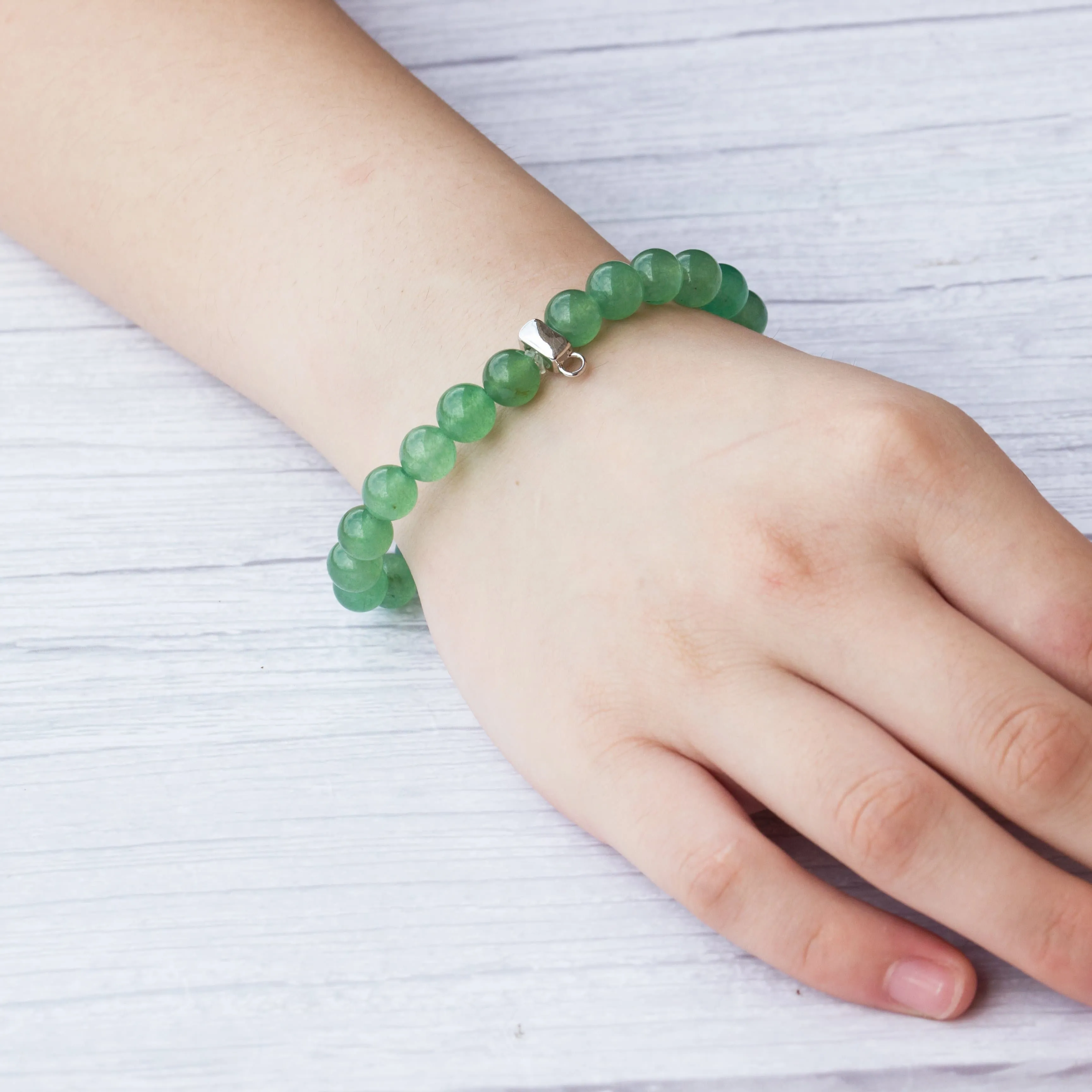 Green Aventurine Gemstone Charm Stretch Bracelet