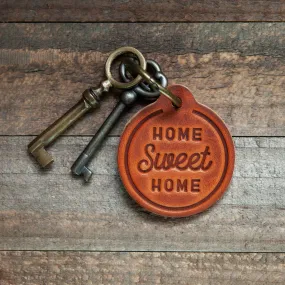 Home Sweet Home Leather Keychain Circle