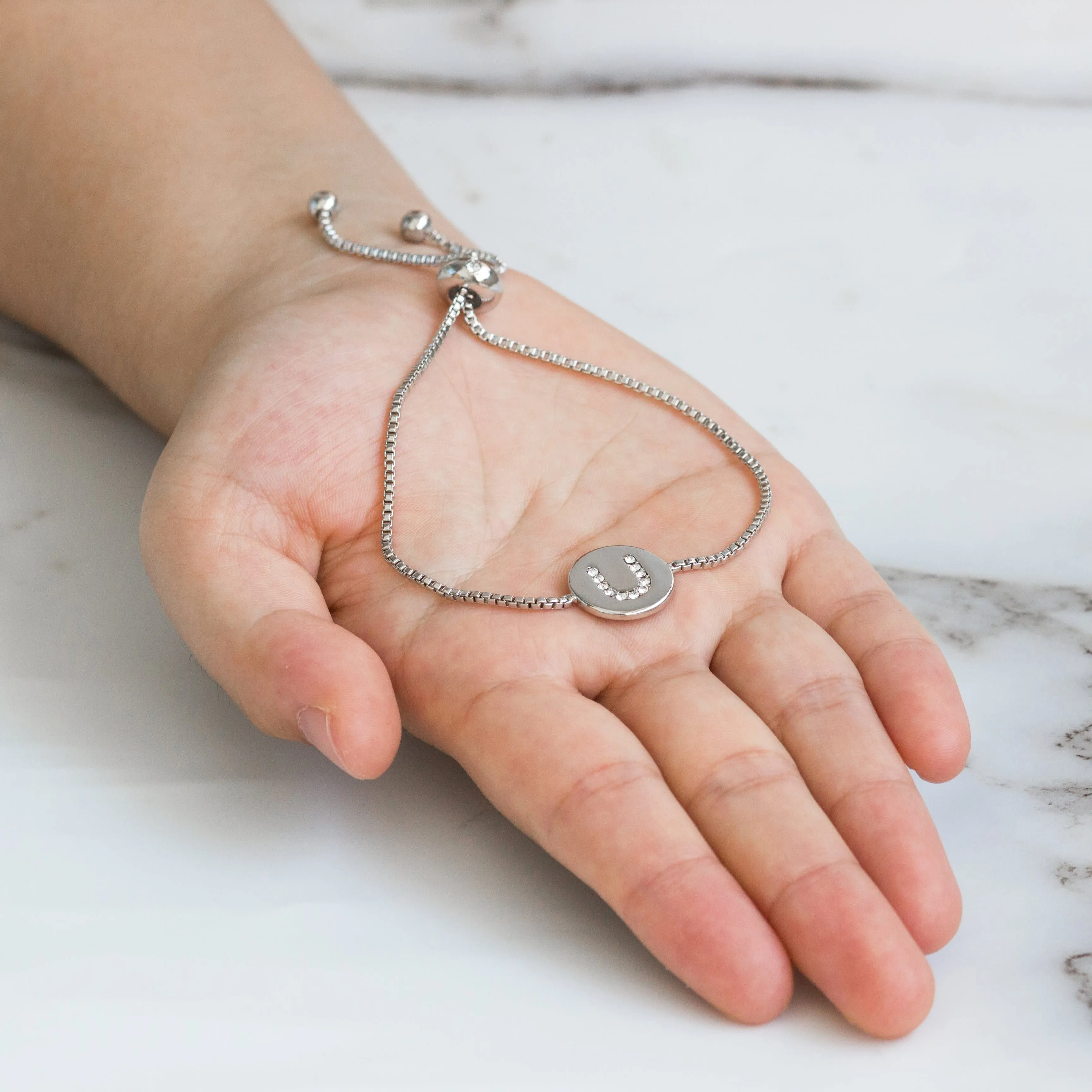 Initial Friendship Bracelet Letter U Created with Zircondia® Crystals