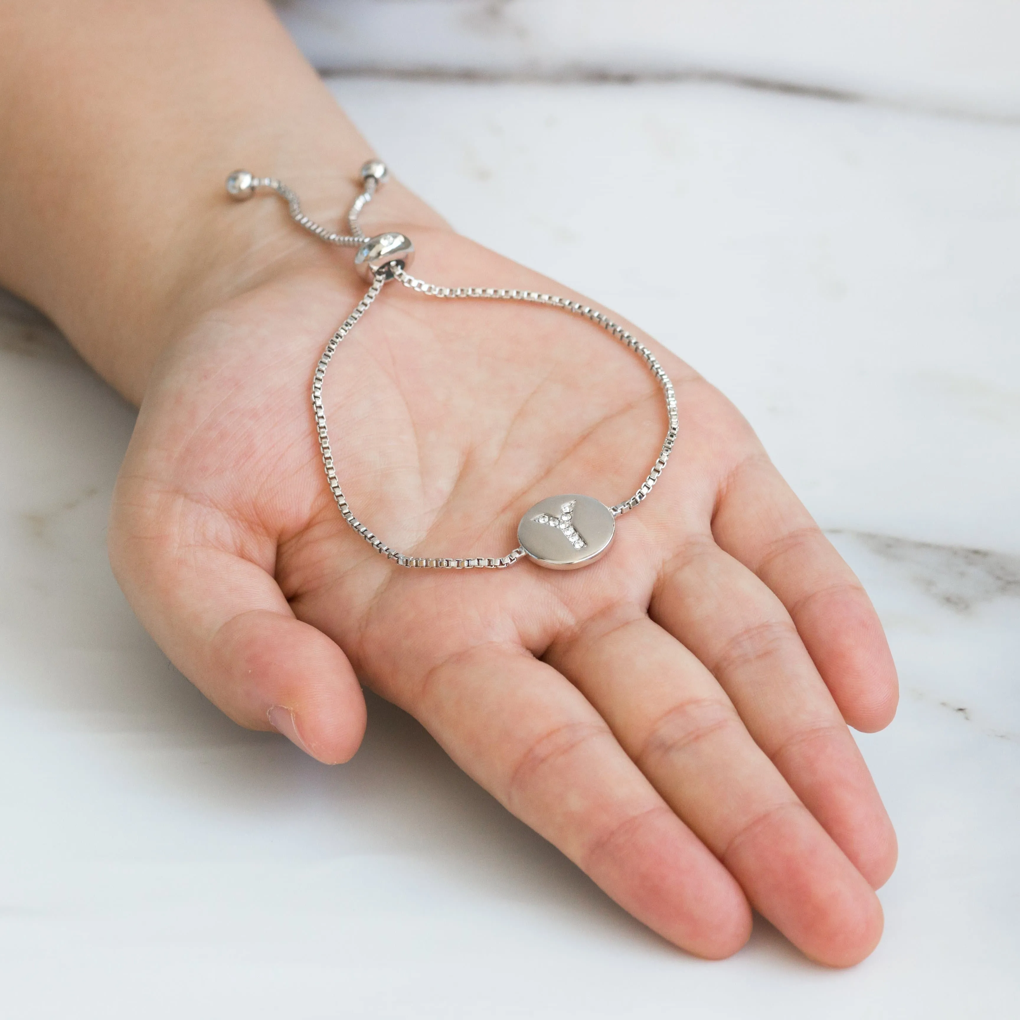 Initial Friendship Bracelet Letter Y Created with Zircondia® Crystals