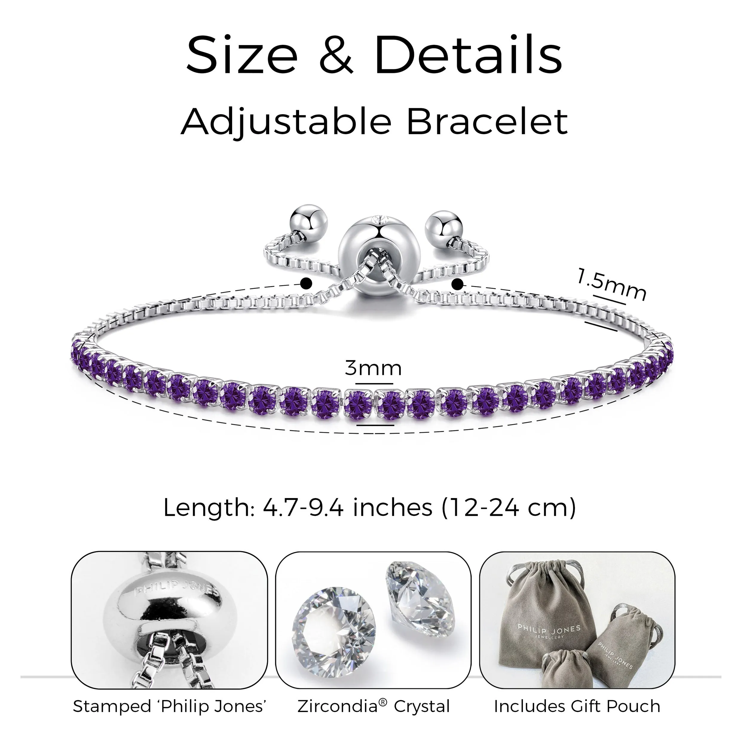 June Birthstone Friendship Bracelet with Alexandrite Zircondia® Crystals