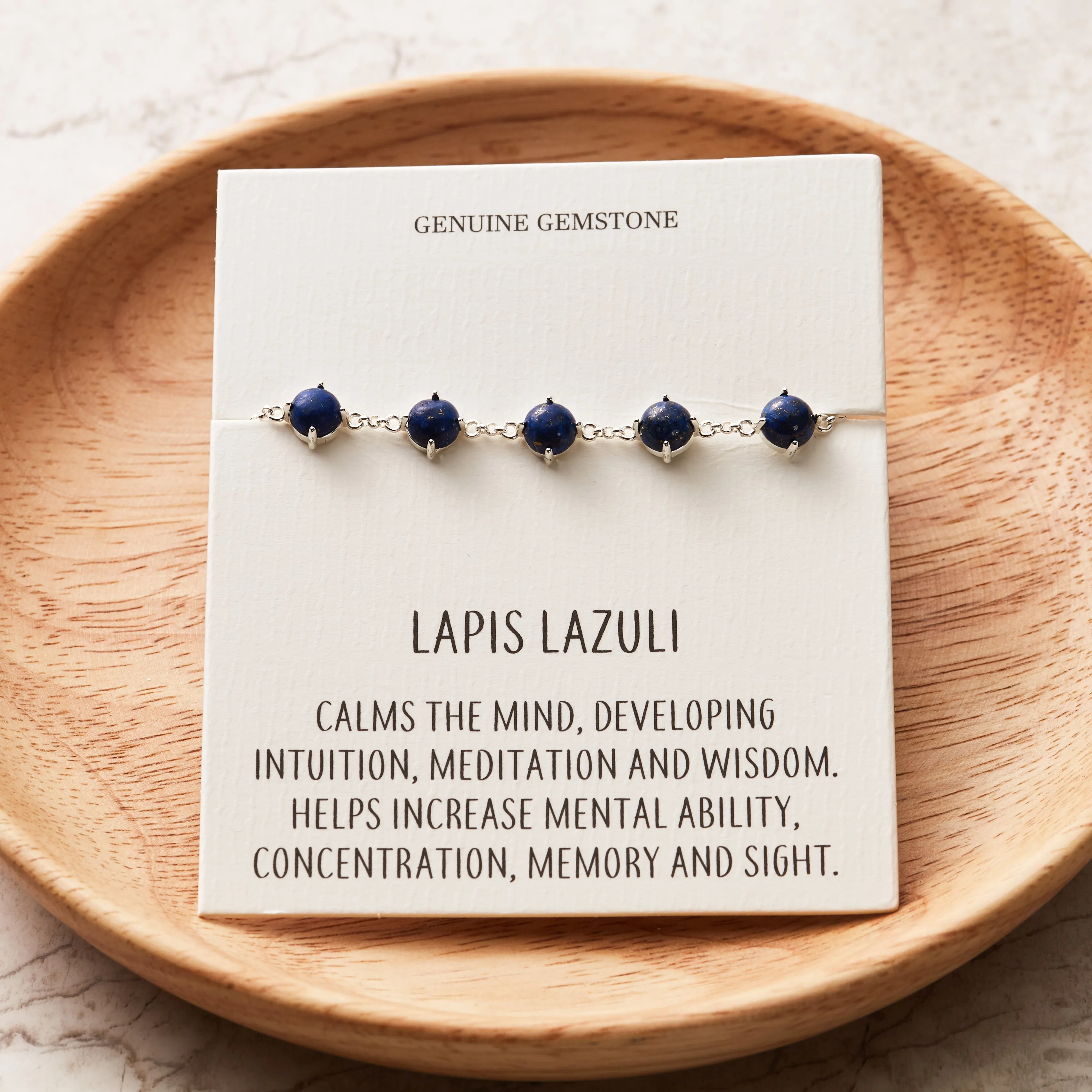 Lapis Lazuli Gemstone Bracelet with Quote Card